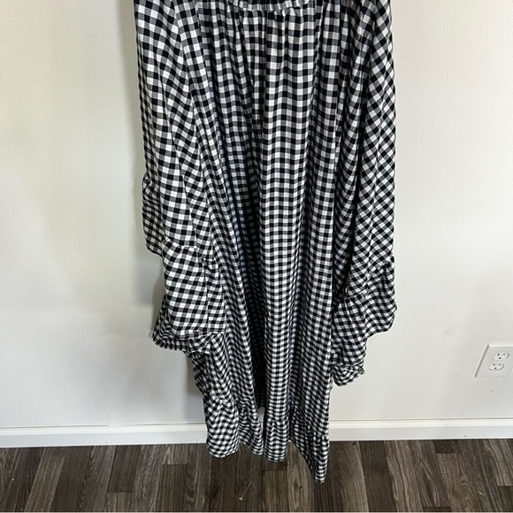 Sundress Alena Gingham Pom Pom Off Shoulder High Low Dress - Picture 13 of 14